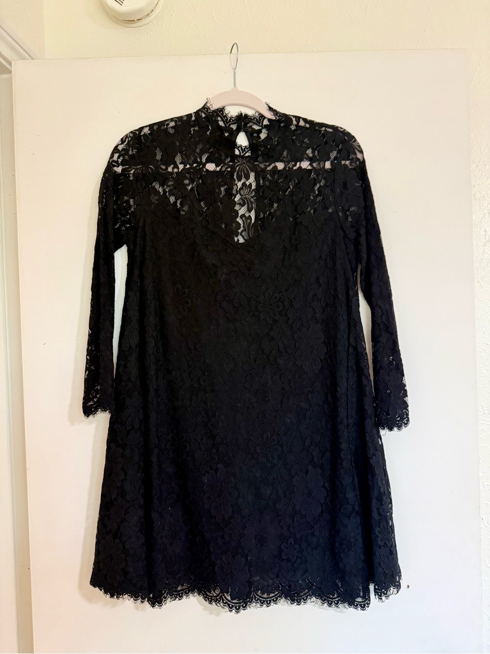 Show Me Your MuMu Black Lace Long-Sleeve Shift Dress
